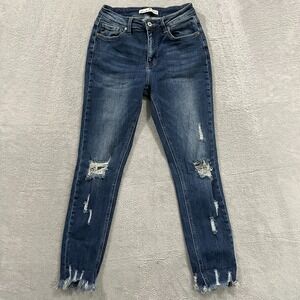 Kancan Maurices Jeans Womens 28 Skinny Distressed Destroyed Hem Y2K Stretch Blue